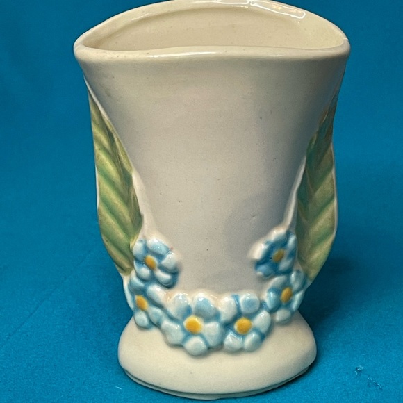 Accents Vintage Me Not Ceramic Vase Made In Usa Blue Floral